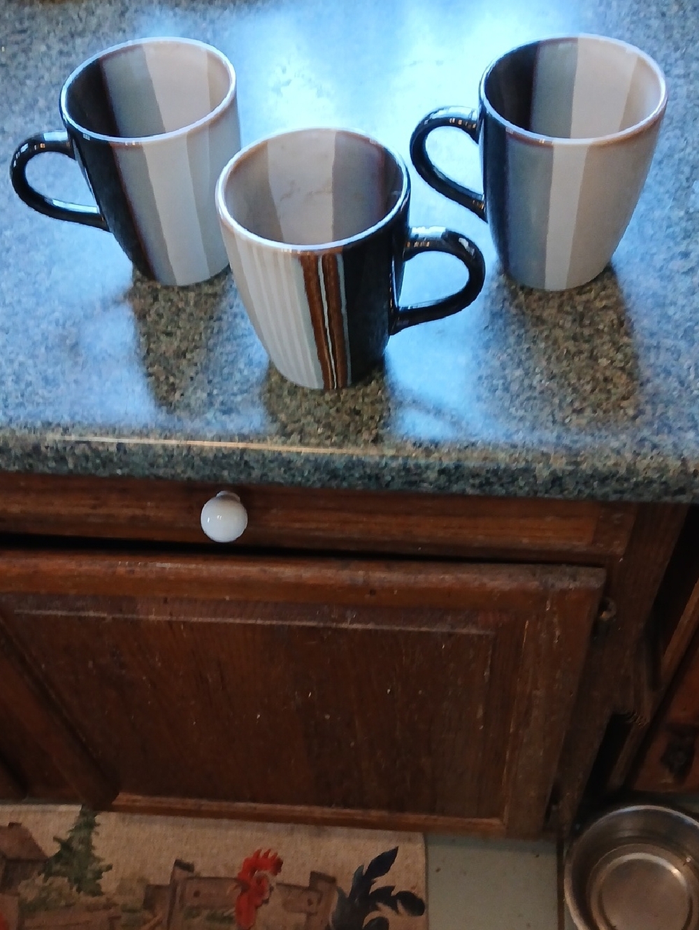 Striped Gibson Coffee Mugs - Set of 3 (Gray, White, Brown)